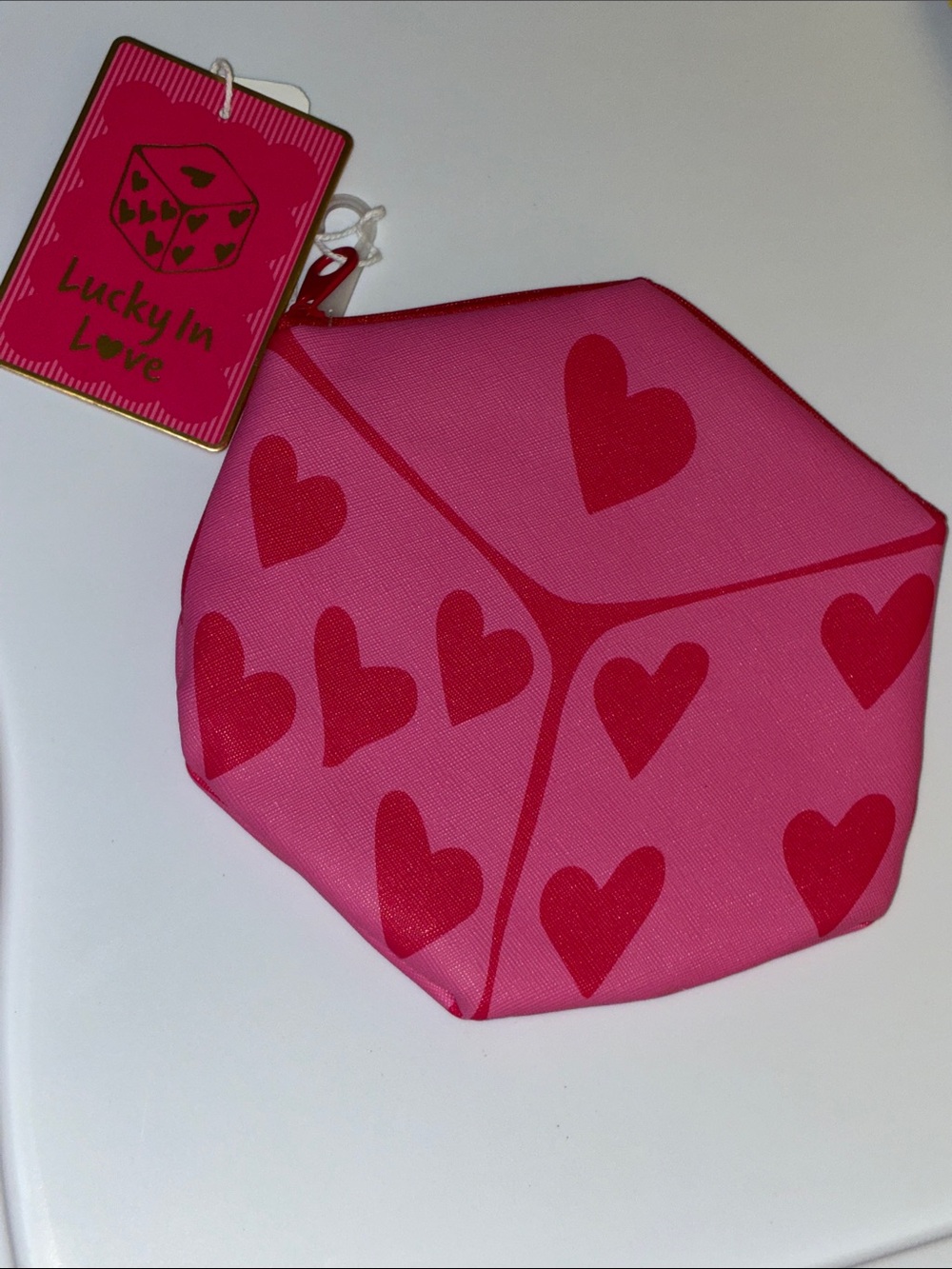 Pink dice cosmetic multi use pouch